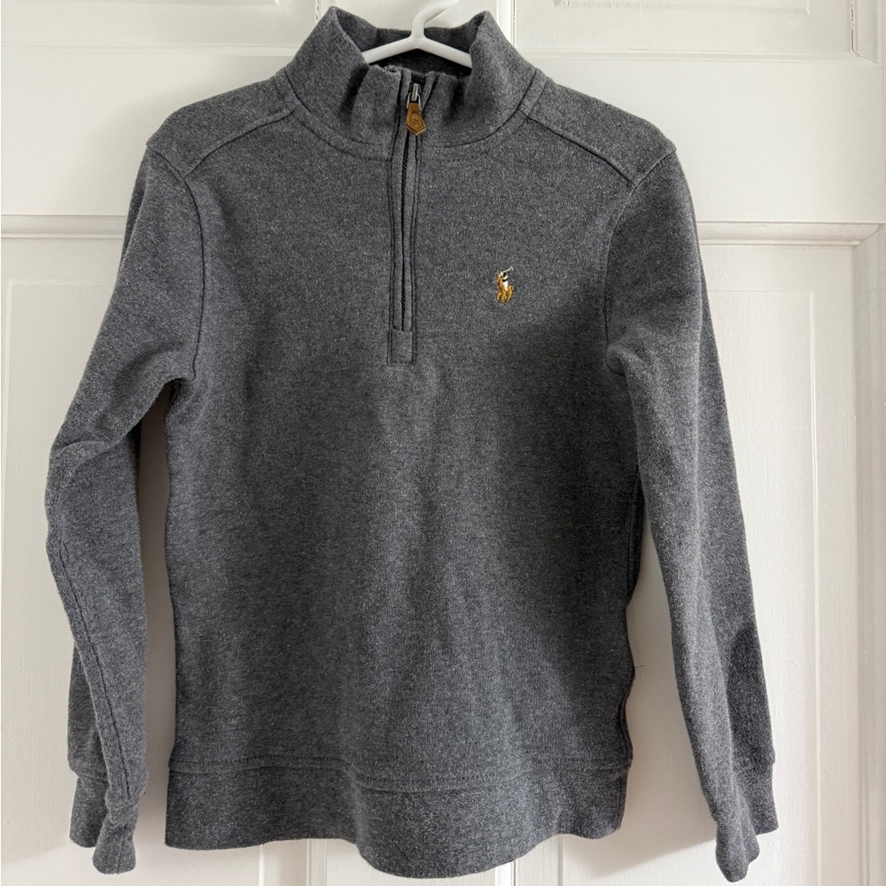 Polo Ralph Lauren (Boy 5) COTTON INTERLOCK QUARTER-ZIP PULLOVER GRAY
